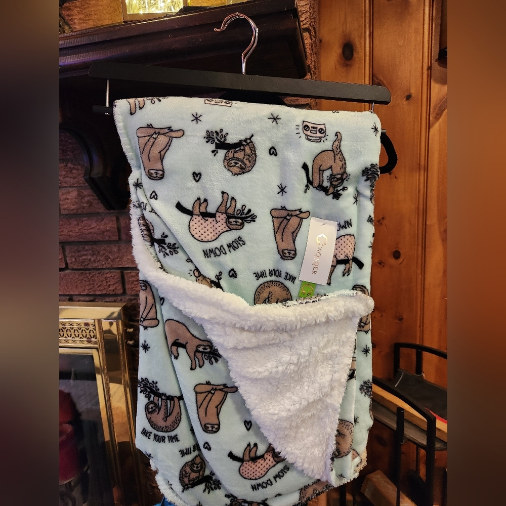 Sloth Print Fleece Blanket